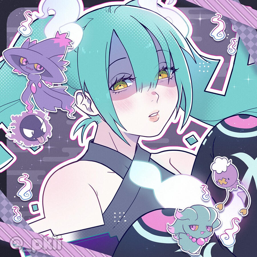 ghost pokemiku square print ghost pokemiku square print